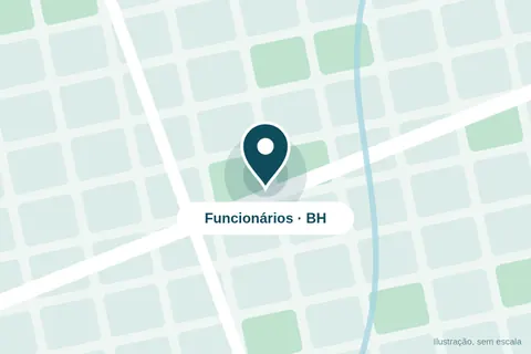 Mapa ilustrativo do bairro Funcionários, em Belo Horizonte